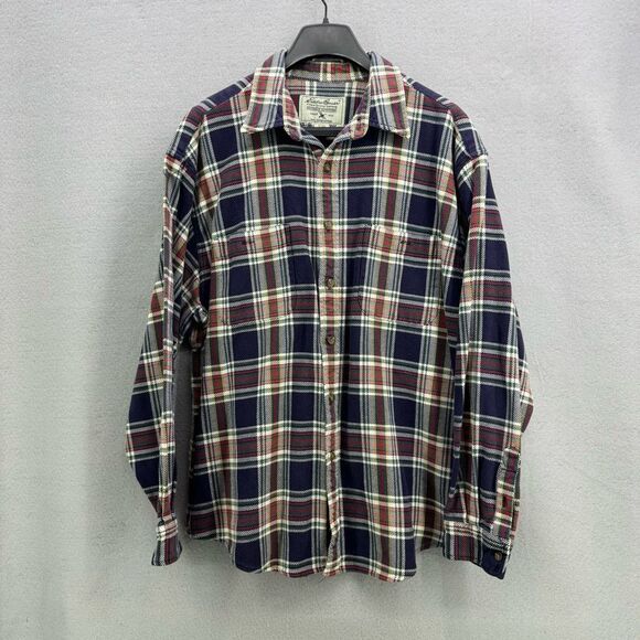 Eddie Bauer Heavy Duty Twill Plaid Workmans Button Down Shirt Size XL - Picture 9 of 9